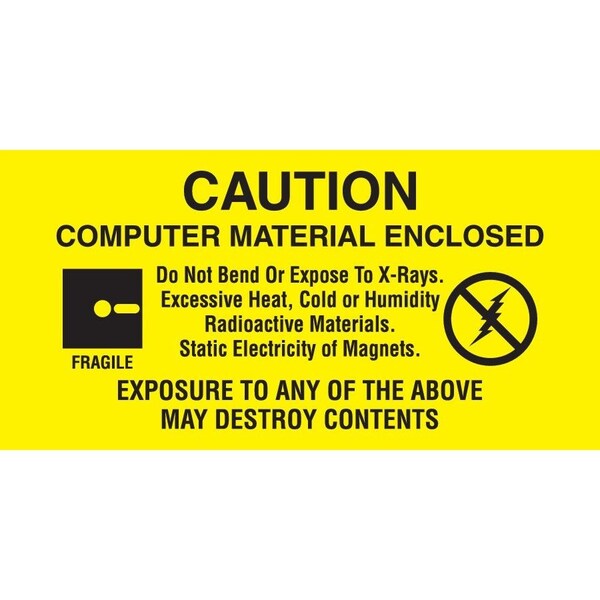 Decker Tape Products Label, DL9191, CAUTION COMPUTER MATERIAL ENCLOSED